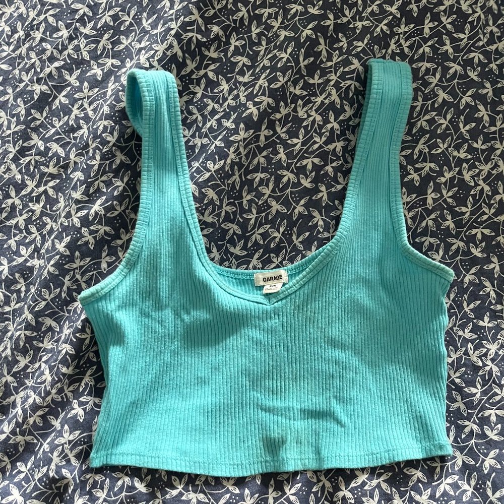 Garage light blue cropped tank Size Small